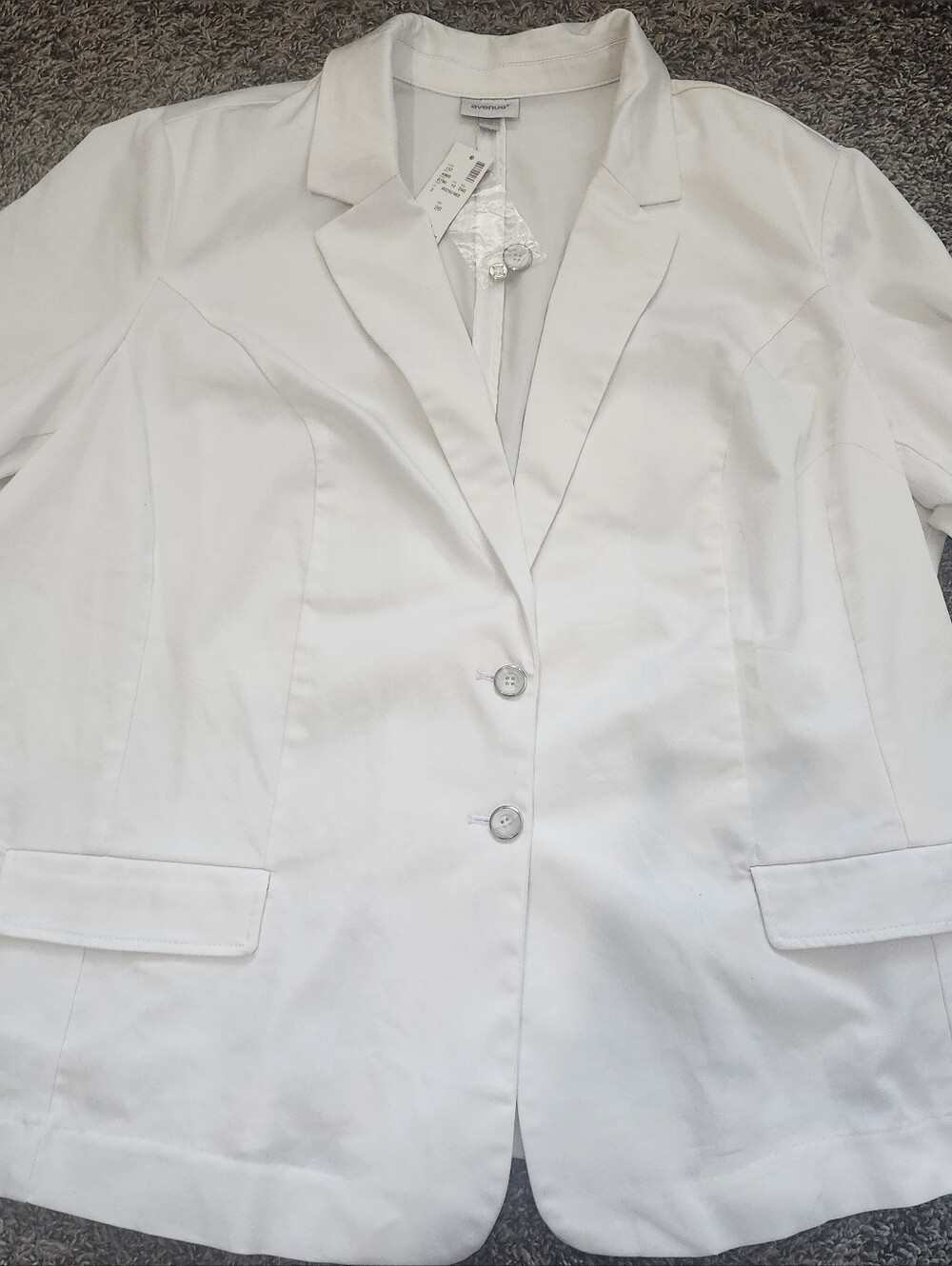 Avenue Size 26 White 3/4 Sleeve 2-button Blazer - Picture 4 of 6